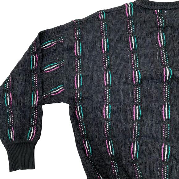 Vintage St. Croix black pullover sweater chunky 80s knit size M 100% cotton - Picture 6 of 8